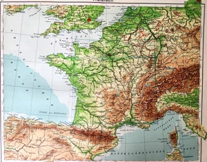 France German Language Vintage 1931 Topographical Map - Picture 1 of 7