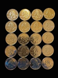Lote de 20 D Washington Quarter Alaska 2008 chapados en oro de 24 k. - Z8AF - Imagen 1 de 10