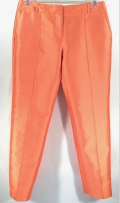 J.CREW COLLECTION Pantalón Capri Café Talla 4 en Seda Pintucked Estilo Shantung 06124 Foto 1 de 4