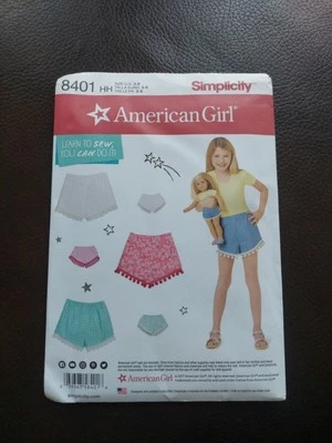 Simplicity American Girl Pattern 8401 18" Doll and Girl's Shorts Learn to Sew - Image 1 of 4