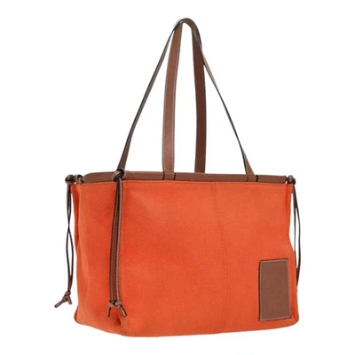 LOEWE Anagram Tote Bag Canvas Leather Orange Brown Auth hk1621 - Image 1 of 4