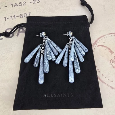 STUNNING WOMENS ALL SAINTS VINTAGE AROUET METAL DANGLE EARRINGS STATEMENT GREY - Image 1 of 4