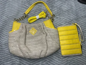 Vera Wang gewebt gelb Akzent Purce mit kleinerem Einsatz Geldbörse/Geldscheinfalte & Griff - Bild 1 von 10