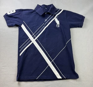 Polo Ralph Lauren Shirt Youth Medium Big Pony Rugby Striped Polo Shirt Rugby - Picture 1 of 11