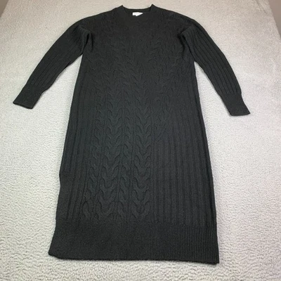 Nordstrom Sweater Dress Womens S Black Cable Knit Crew Neck Long Sleeve - Image 1 of 4