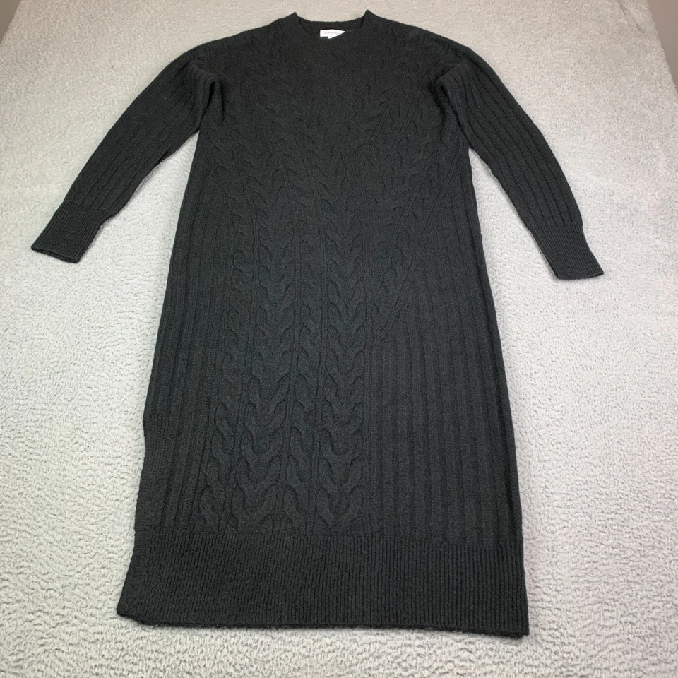 Nordstrom Sweater Dress Womens S Black Cable Knit Crew Neck Long Sleeve - Image 1 of 4