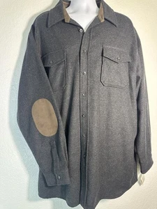 New L.L.Bean XXL Tall Wool Shacket Charcoal Ultrasuede Trim Chore Work Outdoor - Picture 1 of 7