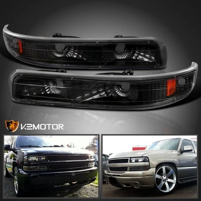 Fits 1999-2002 Chevy Silverado 00-06 Tahoe Suburban Black Bumper Lights Signal - Изображение 1 из 4