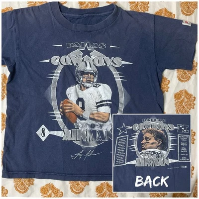 Camiseta De Colección NFL Nutmeg Mills Troy Aikman Dallas Cowboys Jugador Años 90 Juvenil M Foto 1 de 4