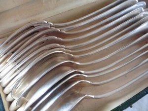 CRISTOFLE COFFRET DE 6CUILLERES ET DE 6 FOURCHETTES ANCIENNES METAL ARGENTÉ - Picture 1 of 7