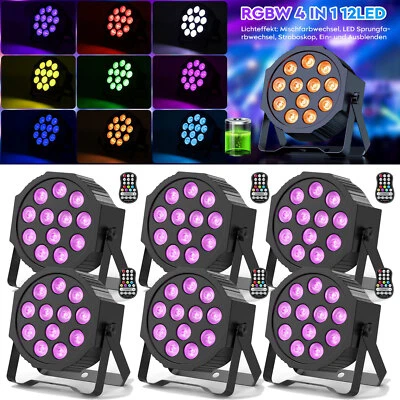 Akku Wiederaufladbar Par Strahler Bühnenlicht RGB 12 LED DMX Halloween Show DJ - Bild 1 von 4