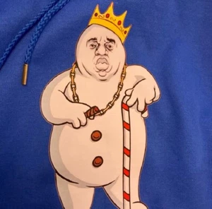 "SNOWTORIOUS" | Biggie | Notorious BIG Snowman Frost King Felpa con Cappuccio Uomo Blu XL - Foto 1 di 6