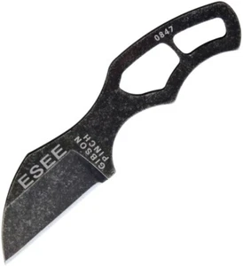 ESEE Gibson Pinch Black Stonewash Finish 1095HC Fixed Blade Neck Knife - Picture 1 of 3