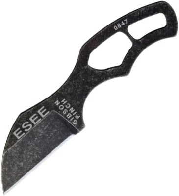 ESEE Gibson Pinch Black Stonewash Finish 1095HC Fixed Blade Neck Knife - Image 1 of 3
