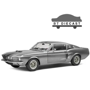 SOLIDO 1967 SHELBY GT 500 1/18 DIECAST MODEL with BLACK STRIPES GREY S1802905 - Picture 1 of 6