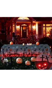 Halloween Tablecloth with Lights 54” x 108” Rectangular Waterproof Fabric... - Picture 1 of 5