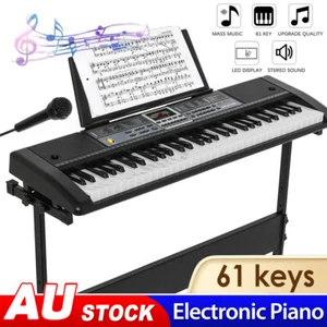 61 Key Electronic Piano Keyboard Full Size Electric Digital Keyboard Lighted LCD - Picture 1 of 12