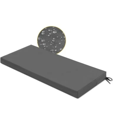 Уличная скамейка подушка 45x18x2,5 дюйма с завязками, водонепроницаемое крыльцо качели ночь черная - Изображение 1 из 4