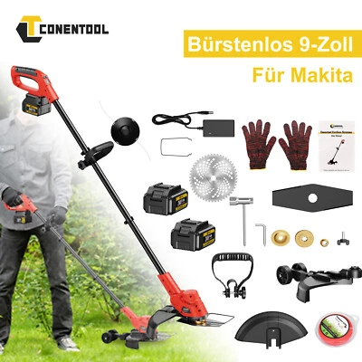 Akku-Rasentrimmer 1000W Bürstenlos Freischneider Motorsense 9 Zoll 4.0Ah 2*Akkus - Bild 1 von 4