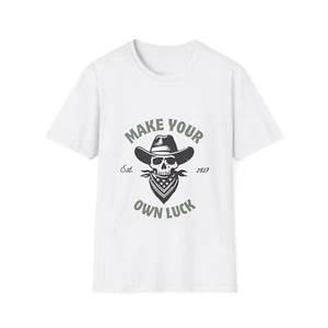 T-shirt unisex stile morbido Make Your Own Luck Skull - Foto 1 di 13