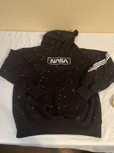 88 Brand NASA Youth Sweatshirt Pullover Hooded Black With Stars Youth Large (14) - Picture 1 of 4