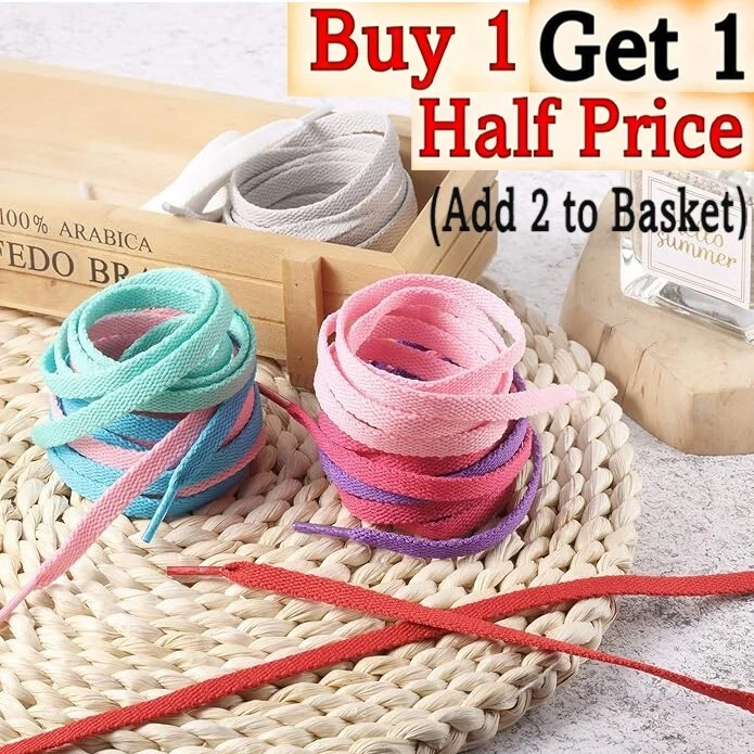 Flat Shoe Laces Boots Trainers Skate Football Coloured Shoelaces Adult Kids - Image 1 of 1