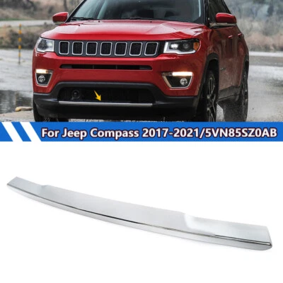 Front Bumper Trim Molding For 2017-2021 Jeep Compass Applique Chrome Replacement Foto 1 de 4