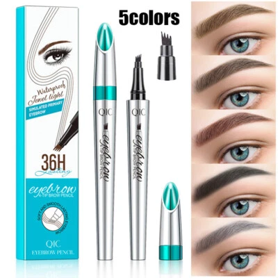 Micro Blading Tattoo Eyebrow 3D liquid Ink Pen-waterproof 4 Fork Pencil Brow UK - Image 1 of 4