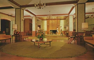 Halekulani Hotel Lounge Lobby Early Monarchy Interior Honolulu postcard KP5 - Picture 1 of 2