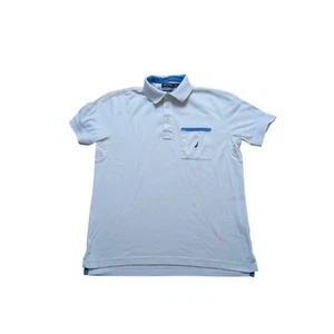 Nautica Mens White Polo Shirt Slim Fit With Navy Blue Logo- Size Small - Picture 1 of 6