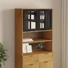  for Highboard with Glass Doors FLAM Solid Wood Pine D1J4