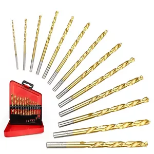 13-Pc Titanium Left-Hand Drill Bit Set 1/16—1/4 M2 HSS Twist Drill Bits, BDBHSL - Picture 1 of 2