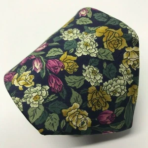 Vintage LANDS END 57L Mens Silk Necktie Multi Colored Floral Tie Made in USA - Picture 1 of 5