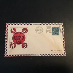 FDC 1932 #719-3 A.C. ROESSLER CACHET FIRST DAY OLYMPICS 1932 With 5C Stamp USA - Picture 1 of 2
