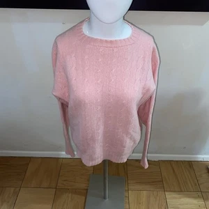 RR Roots pure 100% Pure Cashmere Ribbed Sweater Scotland Pink Medium Quilted - Picture 1 of 7