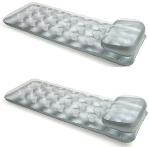 Intex 18Pocket Suntanner Inflatable Floating Mat 74in x 28in Gray 2Pack - Picture 1 of 3