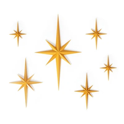 Stylor Mid Century Modern Decor, Gold Mcm Retro 3D Star Art Wall Sculpture, P... - Image 1 of 4