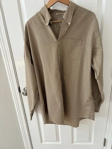 Camicia elegante LL Bean con bottoni antirughe uomo XL alta L/S beige a quadri - Foto 1 di 6