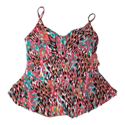 Tankini de natación verde aguamarina con capas nuevo con etiquetas estampado animal multicolor para mujer Plus 16W Foto 1 de 4