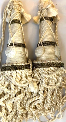 Par de borlas para cortinas francesas extraordinarias marfil/hormiga oro 11"h+l2" bucle de colección/nuevo Foto 1 de 4