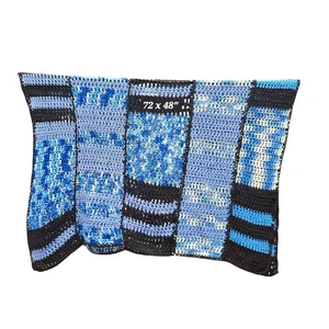 Manta afgana de ganchillo hecha a mano grande 72x48 azul negro retazos cama acogedora - Imagen 1 de 5