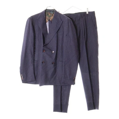 ETRO 19SS Setup Suit Striped Gross Pattern Wool 4B Double Breasted Peak Used ab7 - Image 1 of 4