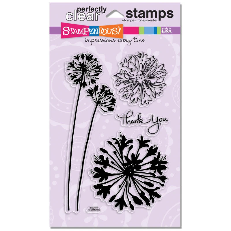 STAMPENDOUS RUBBER STAMPS CLEAR AGAPANTHUS THANK YOU STAMP SET Last One - Image 1 of 1