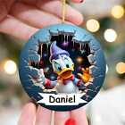 Personalised Donald Duck Christmas Printed bauble Acrylic Gift Tag a63