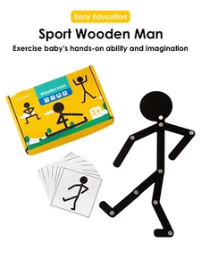 Montessori Wooden Stick Men Puzzle Game Kids Educational Toy Fine Motor Skills - Picture 1 of 13