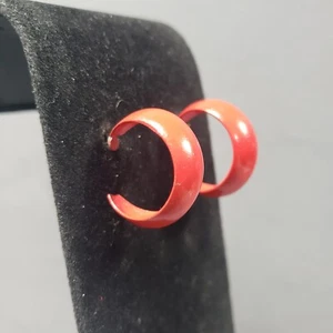 "Pendientes de aro rojos años 80 años 90 modernista steampunk mediados de siglo boho perforados 1" - Imagen 1 de 9