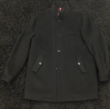 Mens L Daniel Cremieux Signature Full-Zip & Button Up Wool Coat BLACK