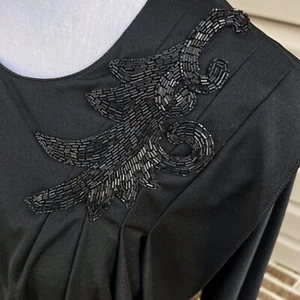 Vintage Edith Flagg California Black Dress Bead Shoulder Embellishment No Sz Tag - Picture 1 of 8