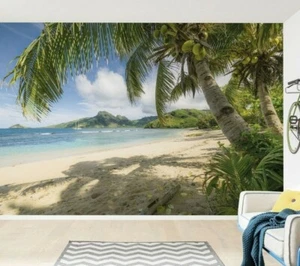 Foto tropical papel pintado sala mural náufrago playa palmeras mar DEVOLUCIÓN - Imagen 1 de 14