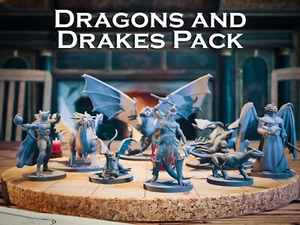 Dragons and Drakes Pack | Juego de inicio de 8 miniaturas | Minis de mesa DnD D&D 28 mm - Imagen 1 de 10